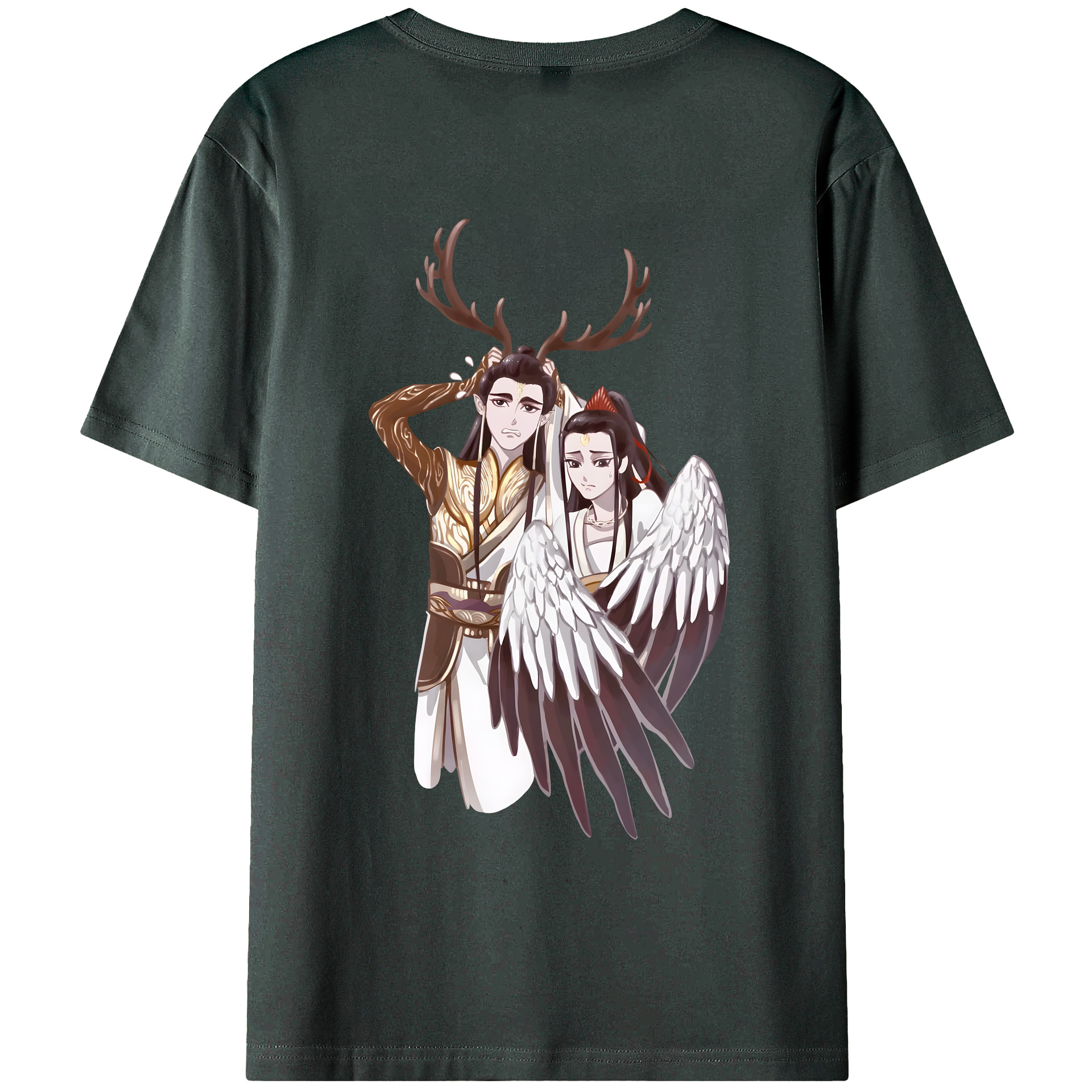 （画像用） Ne Zha 2 ナタ 魔童の大暴れ 綿100％ メンズ半袖Tシャツ（バックプリント） 通気性